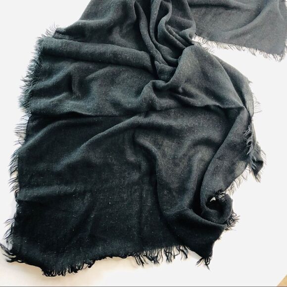 Set of (2)Scaves: Bossani Black Knit Scarf, Gray Tan Scarf - Picture 2 of 16
